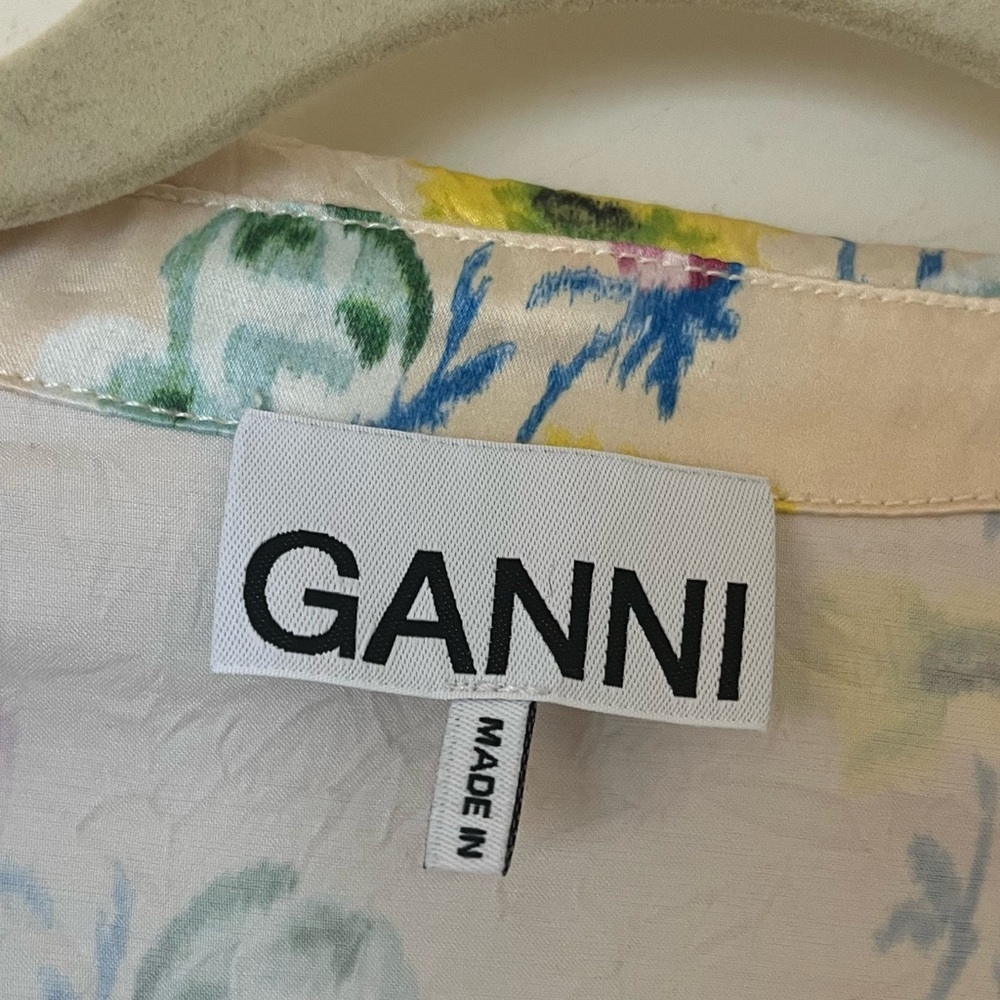 GANNI crinkled butter yellow floral dress - Picture 5 of 7